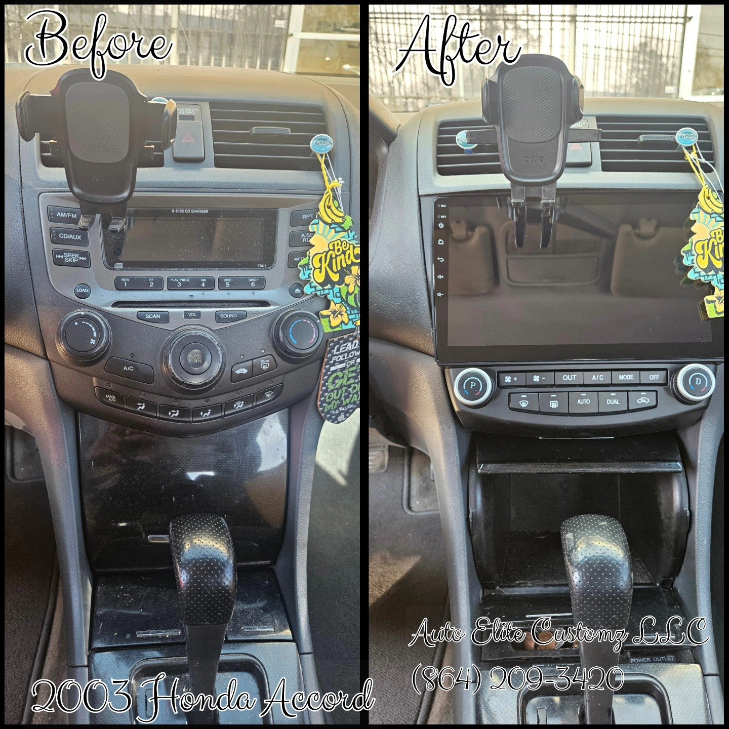Before and after car audio installation